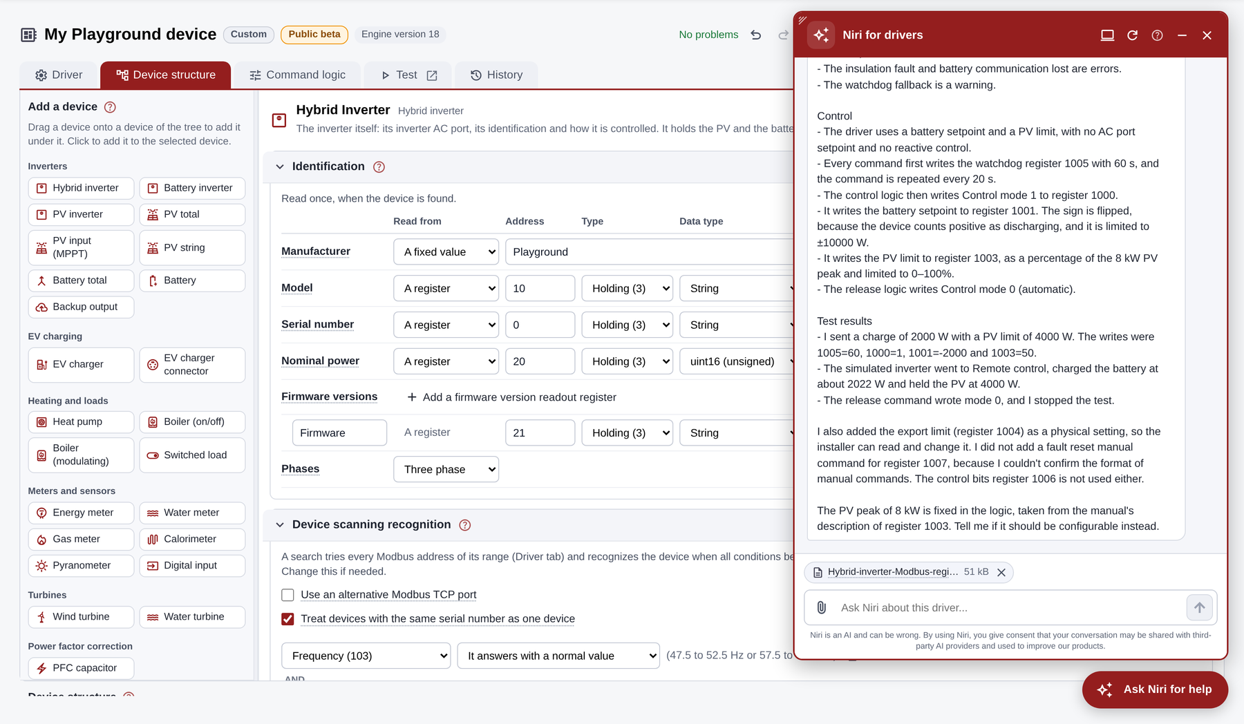 The finished driver without problems and the summary of Niri