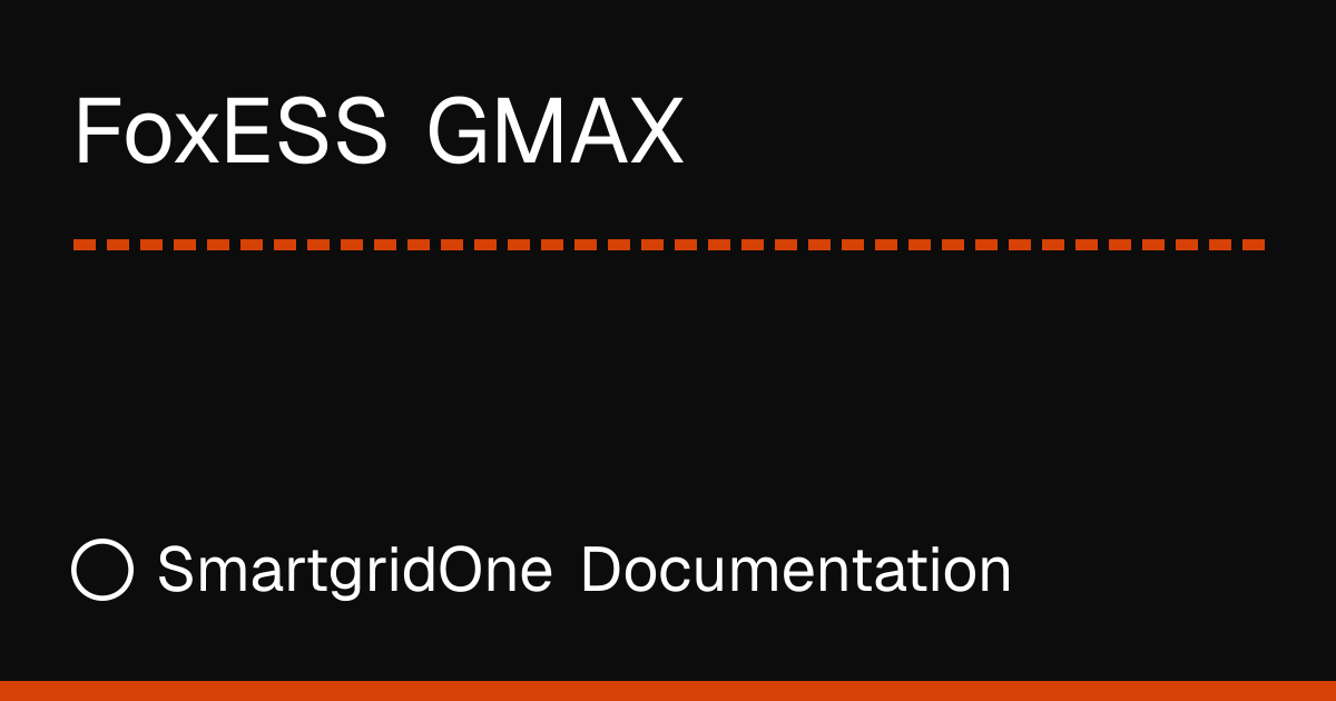 FoxESS GMAX | SmartgridOne Documentation