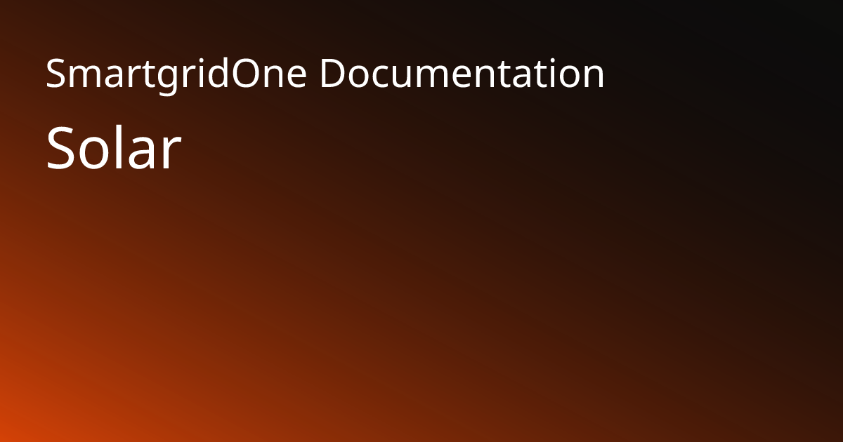 Solar | SmartgridOne Documentation