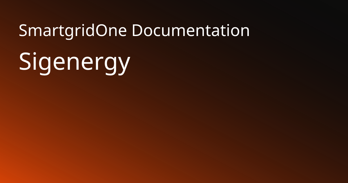 Sigenergy | SmartgridOne Documentation