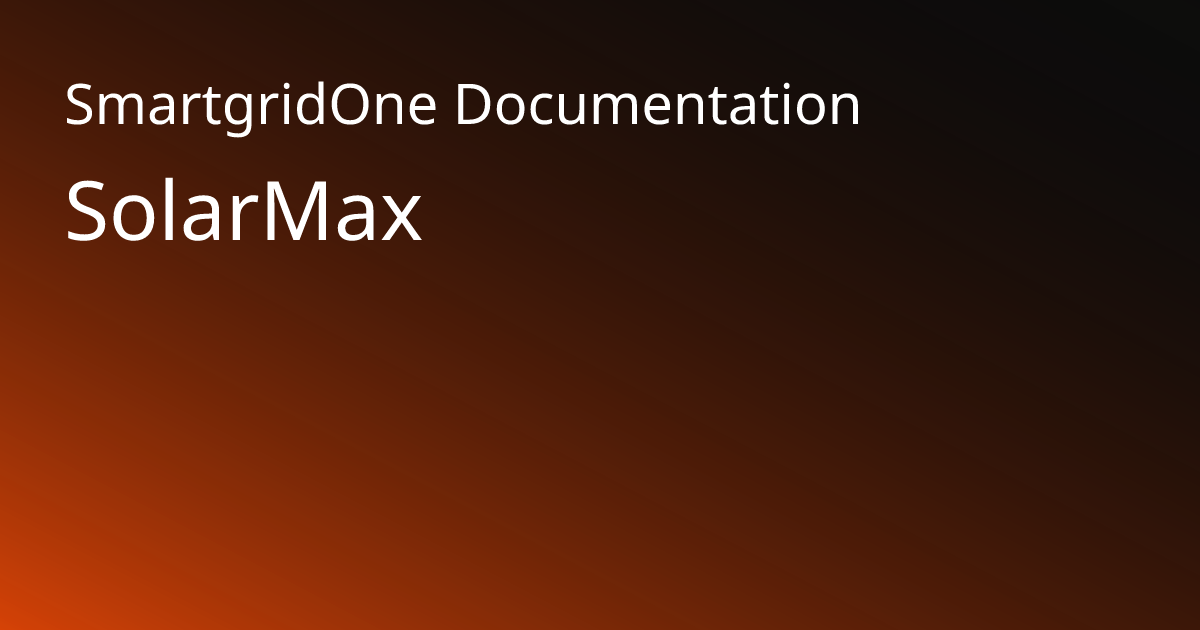 SolarMax | SmartgridOne Documentation