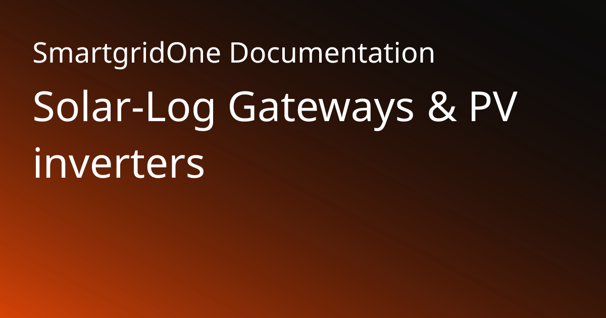 Solarlog | SmartgridOne Documentation