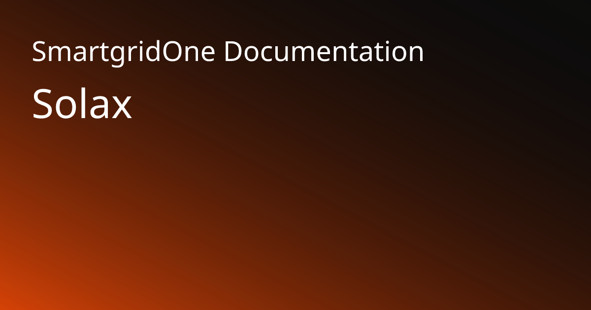 Solax | SmartgridOne Documentation