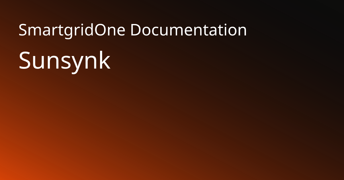 Sunsynk | SmartgridOne Documentation