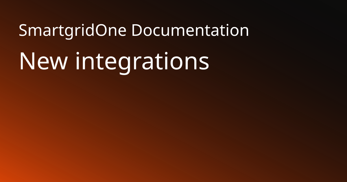 New integrations | SmartgridOne Documentation